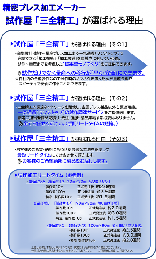 試作屋「三全精工」が選ばれる理由