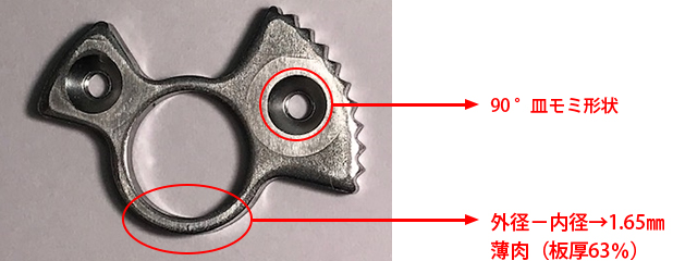薄肉形状、90°皿モミ形状